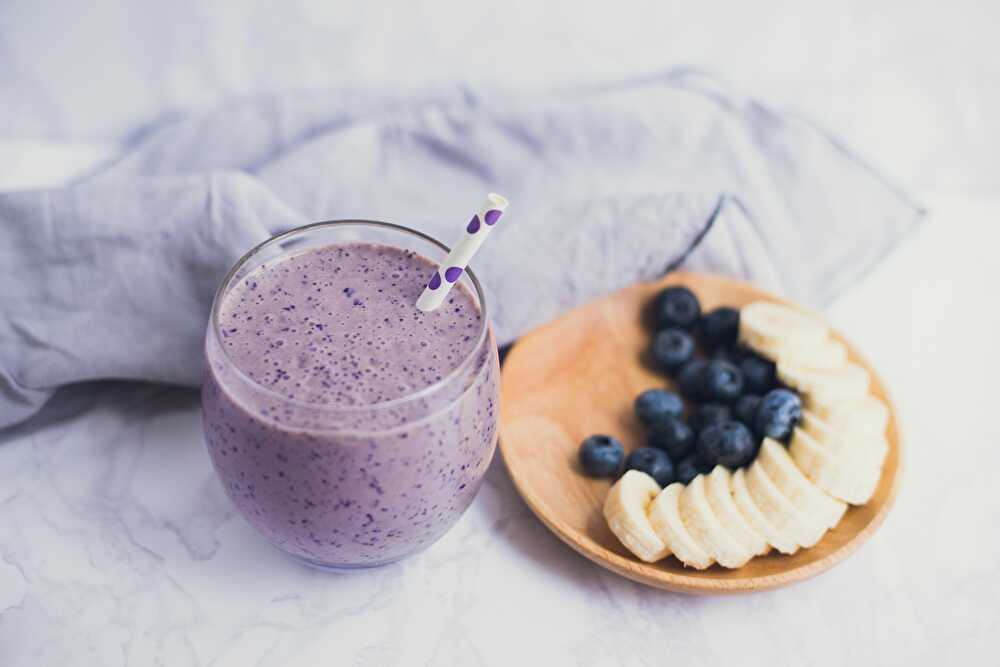 image Smoothie Lait de Chèvre vanillé banane et myrtille