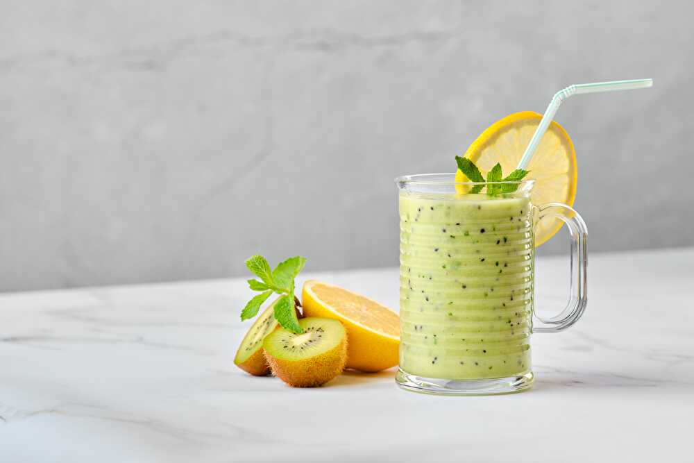 image Smoothie Banane, Kiwi, Sorbet Citron Thé Vert