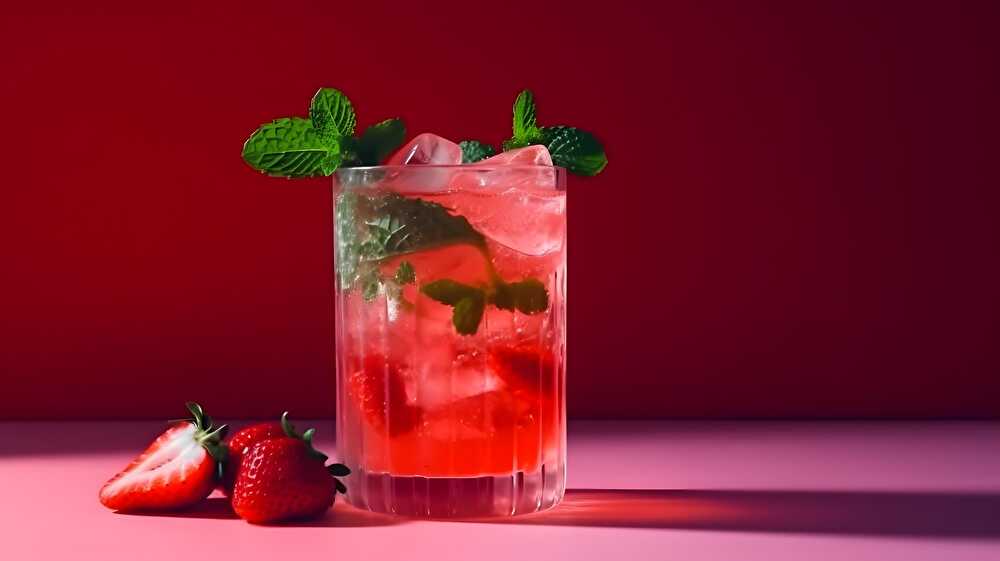 image Cocktail rafraîchissant aux fraises et à la menthe sans alcool